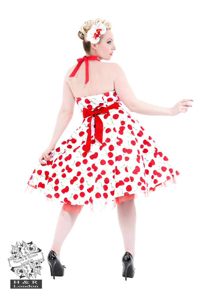 White Bombshell Cherry Swing Dress